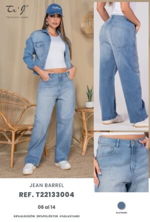 Jean barrel  tiro alto con pedrería estilo casual elevado