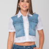 Cami-cropped combinación denim y algodón estilo casual chic