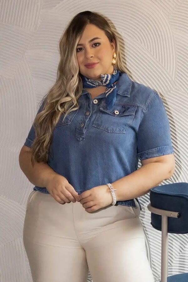 Blusa manga corta en tencel plus size