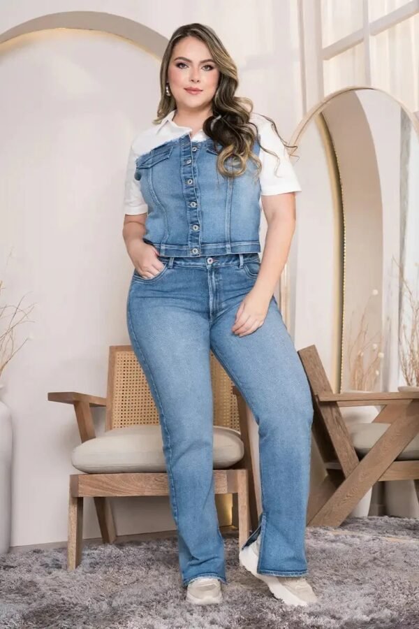 Camisa manga corta casual en denim combinado