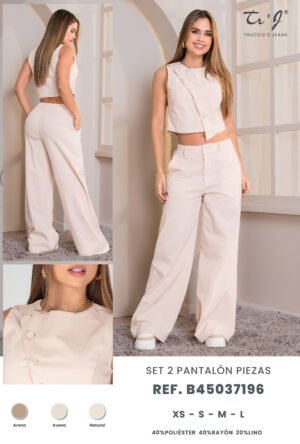 Conjunto-B45037196-1 Conjunto Palazzo + Chaleco Asimétrico – Elegancia Minimal con Caída Perfecta