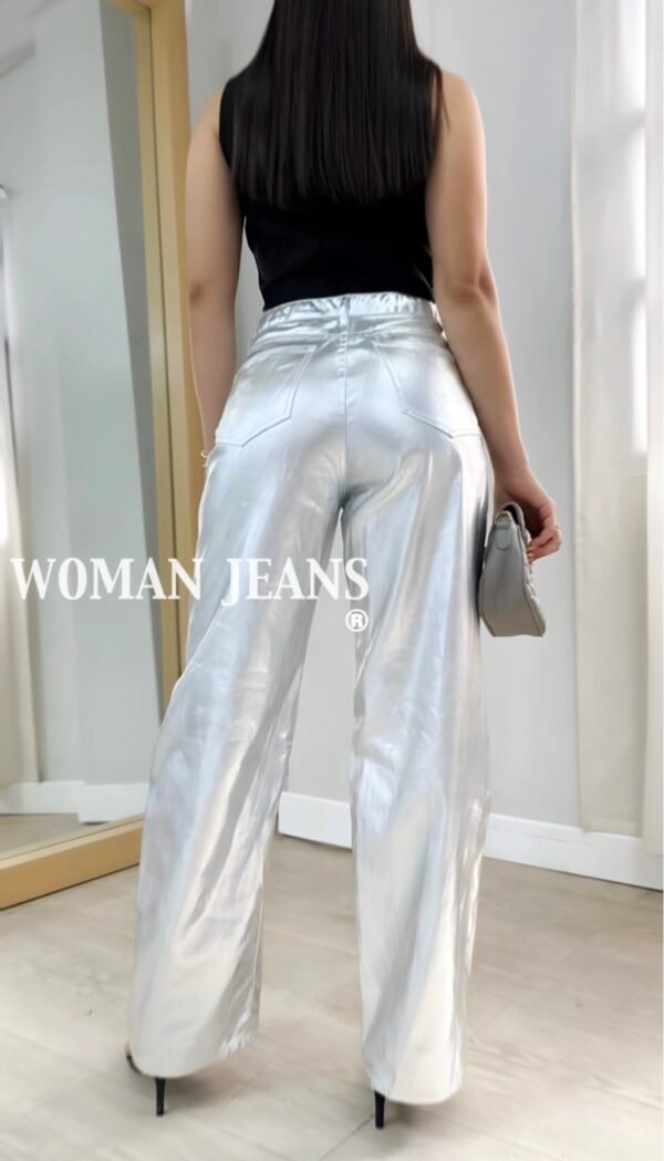 Jean Wide Cargo Metalizado Plata – Estilo Urbano y Moderno