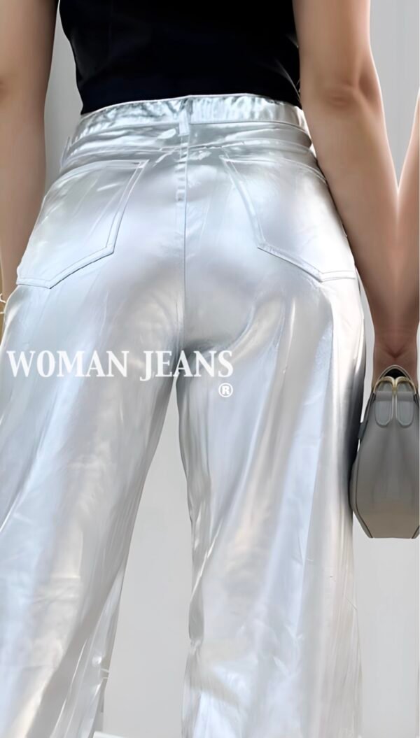 Jean Wide Cargo Metalizado Plata – Estilo Urbano y Moderno