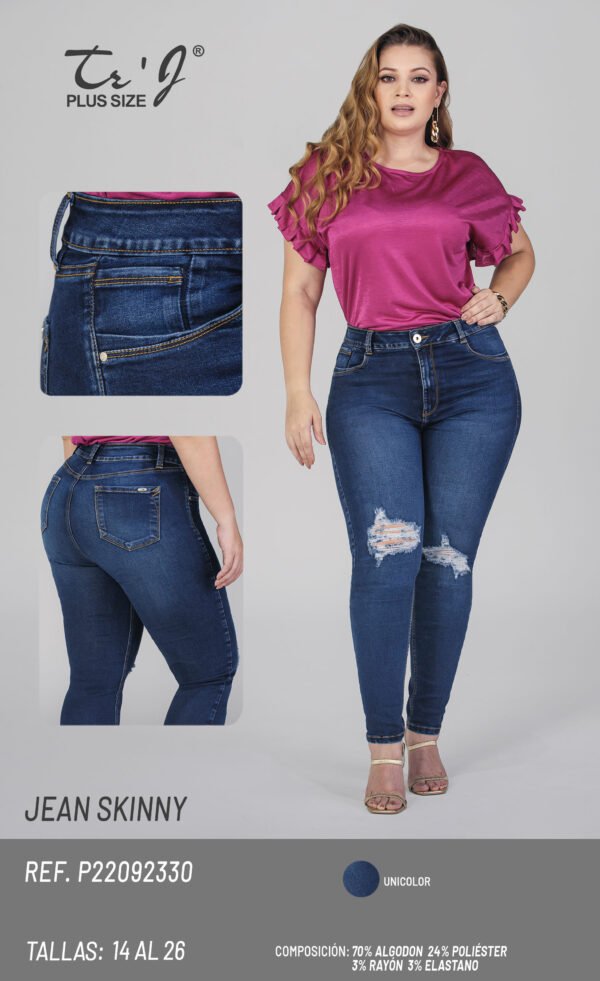 ELEMPLO Jean Silhouette Skinny Azul Oscuro – Ajuste Perfecto que Estiliza