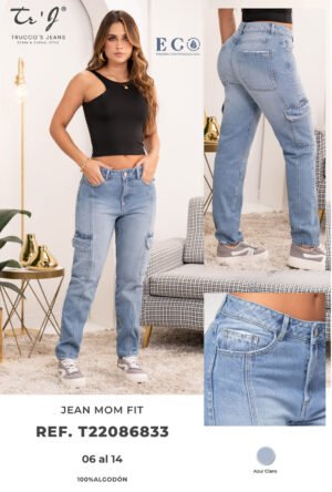 Jean-T22086833 (1) Jean Aura Mom Fit High Rise Azul Claro – Comodidad que Estiliza con Actitud