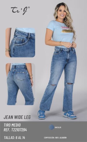 Jean Wide Leg Elevate – Tiro Alto Azul Medio
