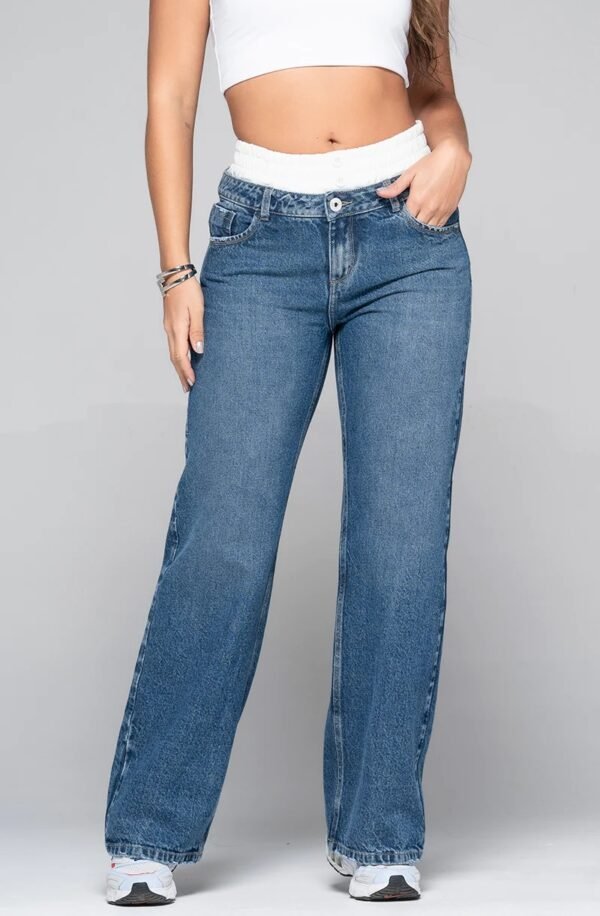 Jean Élite Wide Doble Pretina – Cintura Definida, Presencia Imponente