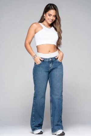 Jean Élite Wide Doble Pretina – Cintura Definida, Presencia Imponente