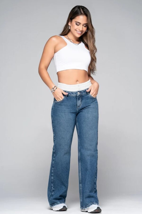 Jean Élite Wide Doble Pretina – Cintura Definida, Presencia Imponente