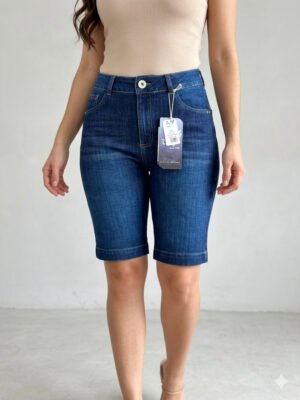 Bermuda-T34097021-AZO (5) Bermuda Flex Chic – Tiro Alto que Estiliza y Se Adapta a Ti