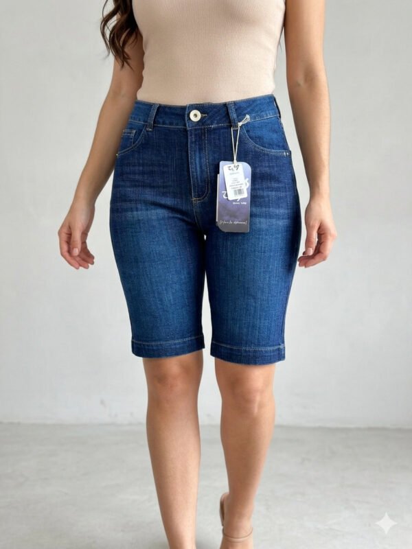 Bermuda-T34097021-AZO (5) Bermuda Flex Chic – Tiro Alto que Estiliza y Se Adapta a Ti