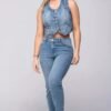 Chaleco Denim Sculpt – Estructura & Espalda Cruzada que Define Tu Estilo