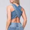 Chaleco Denim Sculpt – Estructura & Espalda Cruzada que Define Tu Estilo