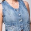 Chaleco Denim Sculpt – Estructura & Espalda Cruzada que Define Tu Estilo