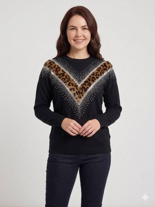 Sueter-2005-NEG (1) Abrigo Wild Glam – Animal Print con Brillo que Impacta