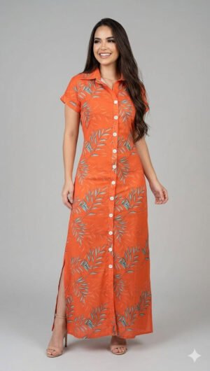 Vestido Largo-3256 (1) Maxi Vestido Tropical Flame – Energía de Playa en Cada Paso
