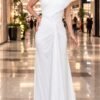 Vestido Largo-CC6732 (1) Vestido Éter Blanc – Asimetría & Drapeado que Enamoran