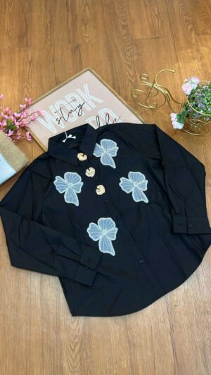 Camisa Noir Élite Organza - Estilo Elegant Glam