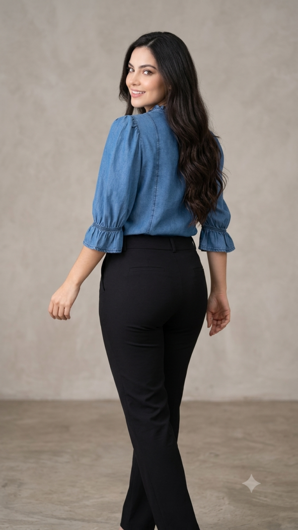 Camisa-WJ-BL-007 (2) Camisa Blue Essence Tencel - Estilo Denim Soft Luxe
