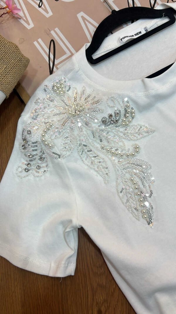 Camiseta Pearl Glow Ivory - Estilo Glam Couture