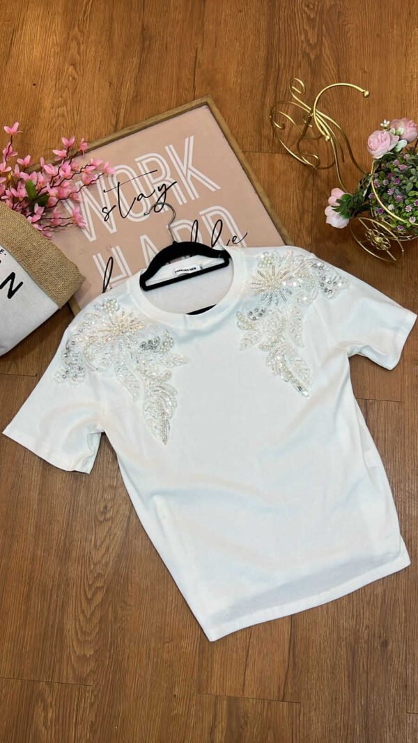 Camiseta Pearl Glow Ivory - Estilo Glam Couture