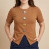 Camiseta Mocha Luxe Accent - Estilo Modern Statement