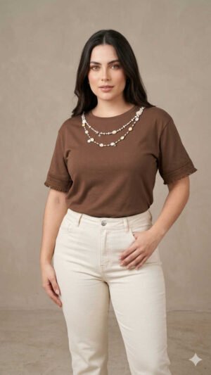 Camiseta Ocean Mocha - Estilo Coastal Chic
