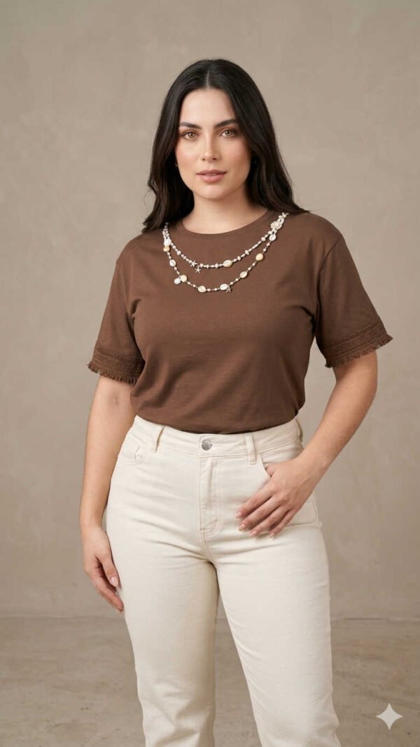 Camiseta-LC6201-CHO (1) Camiseta Ocean Mocha - Estilo Coastal Chic