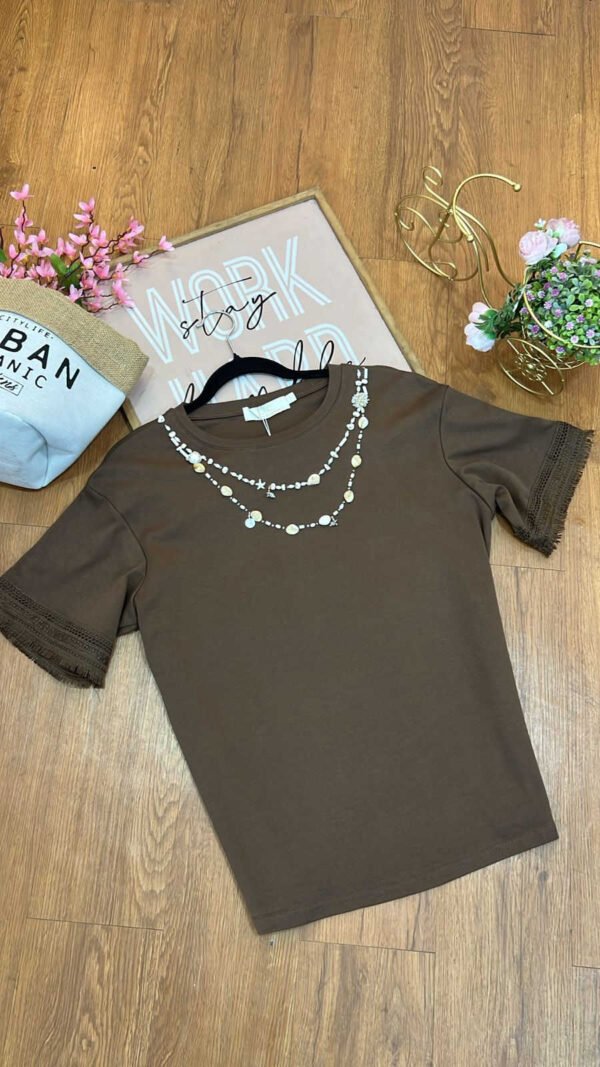 Camiseta-LC6201-CHO (3) Camiseta Ocean Mocha - Estilo Coastal Chic