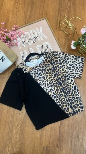 Camiseta-LP32097-NEG- (1) Camiseta Wild Noir Mix - Estilo Urban Glam