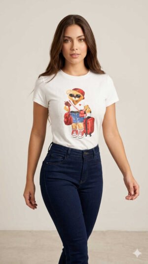 Camiseta-X-128-BLA (1) Camiseta Teddy Voyage - Estilo Cute Urban