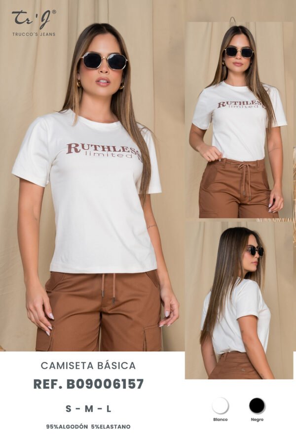 B09006157-BLANCO Colección Urban Muse – Camiseta Básica Ruthless Limited