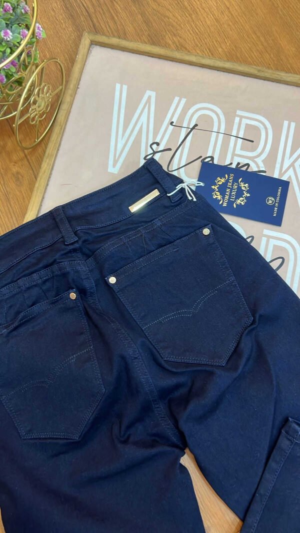 Jean Colombiano Velvet - Skinny Efecto Gamuza Azul Oscuro
