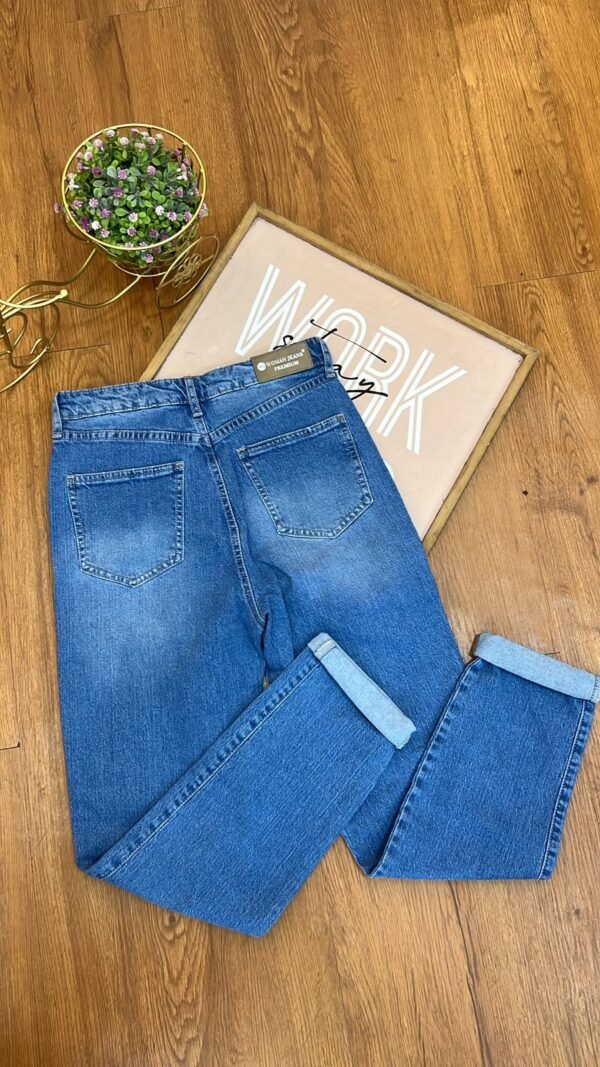 Jean-508-AZM (2) Jean Colombiano Rebel - Mom Fit Destroyed Azul Medio
