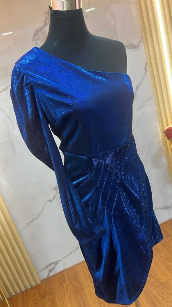 Vestido Azul Royale - Elegancia Cóctel One Shoulder Stretch