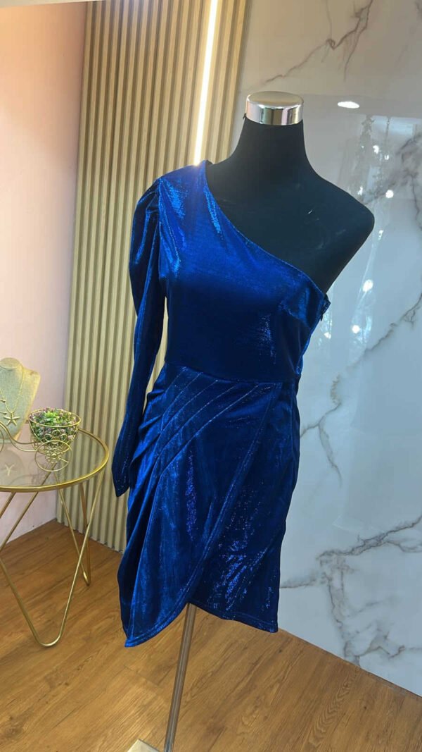 Vestido Azul Royale - Elegancia Cóctel One Shoulder Stretch