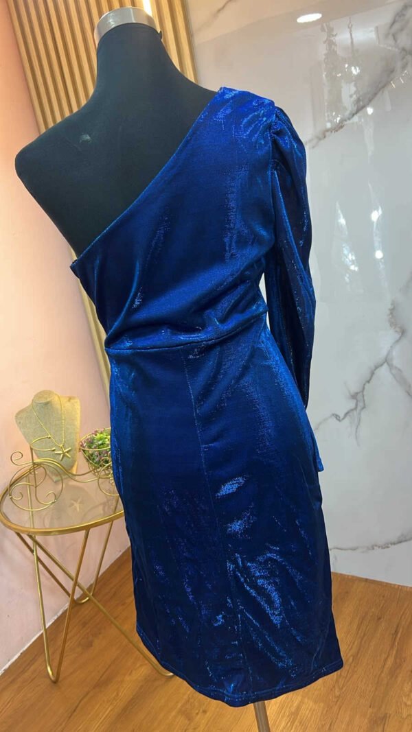 Vestido Azul Royale - Elegancia Cóctel One Shoulder Stretch
