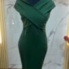 Vestido Esmeralda Élite - Elegancia Cóctel Off Shoulder Stretch