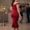 Vestido-D10988-CN-VIN (1) Vestido Bordeaux Élégance - Cóctel Off Shoulder Stretch