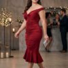 Vestido-D10988-CN-VIN (2) Vestido Bordeaux Élégance - Cóctel Off Shoulder Stretch