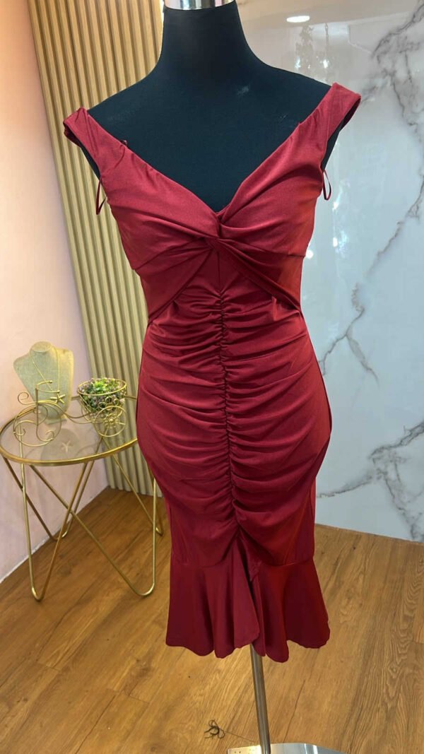 Vestido-D10988-CN-VIN (3) Vestido Bordeaux Élégance - Cóctel Off Shoulder Stretch