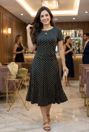 Vestido Siena Polka Chic - Elegancia Casual Stretch