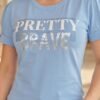 Camiseta Azure Glow - Casual Elegante con Manga Princesa y Pedrería