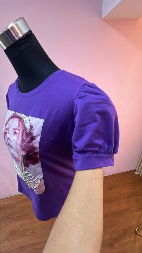 Camiseta-G378-13869-1-MOR (2) Camiseta Lumière - Casual Elegante con Manga Princesa