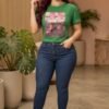 Camiseta Éclat - Slim Fit con Manga Princesa, Lentejuelas y Pedrería