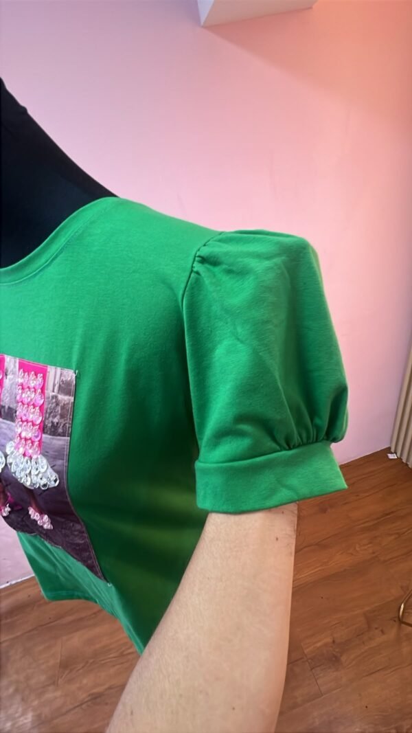 Camiseta Éclat - Slim Fit con Manga Princesa, Lentejuelas y Pedrería