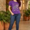 Camiseta Golden Muse - Casual Elegante con Manga Princesa
