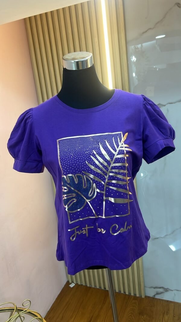 Camiseta Golden Muse - Casual Elegante con Manga Princesa