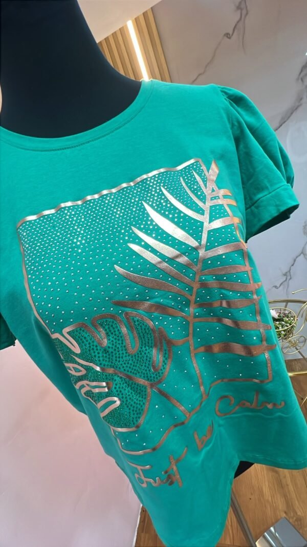 Camiseta Golden Muse - Casual Elegante con Manga Princesa