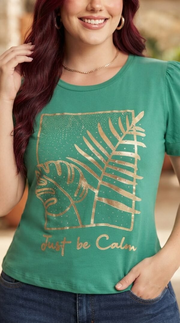 Camiseta Golden Muse - Casual Elegante con Manga Princesa